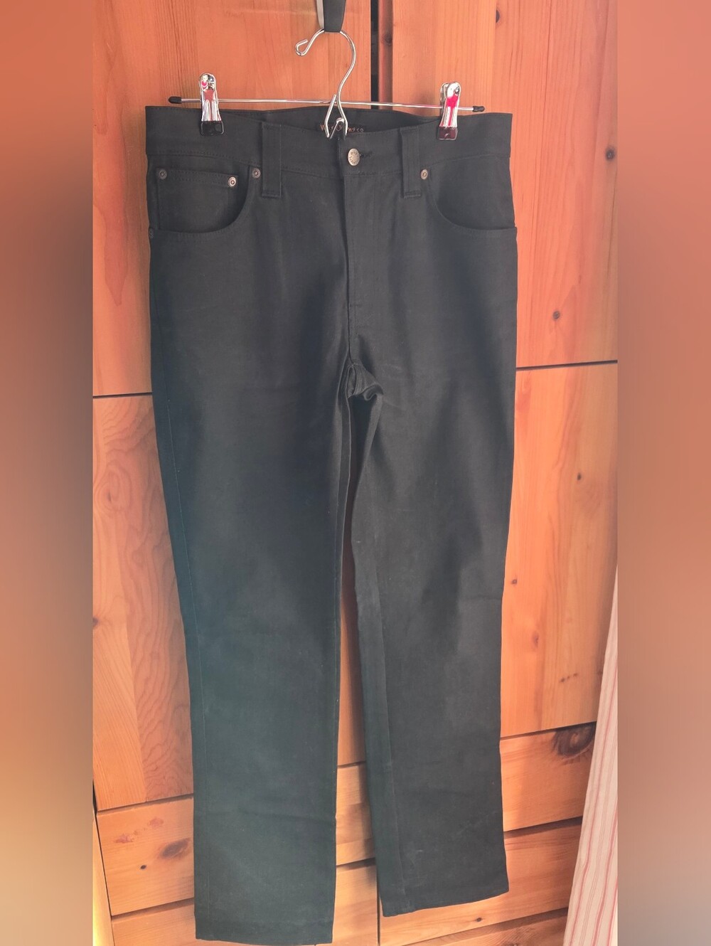 Nudie Jeans Slim Jim Jeans In Dry Black Coated Cotton Size 31